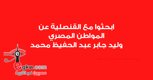 ابحثوا مع القنصلية عن المواطن المصري/ وليد جابر عبد الحفيظ محمد